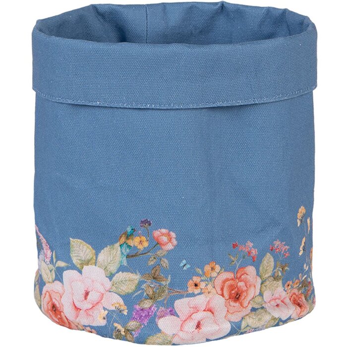 Cesta para pan Clayre & Eef FFA50BL Azul Ø 15x16 cm Algodón con diseño floral