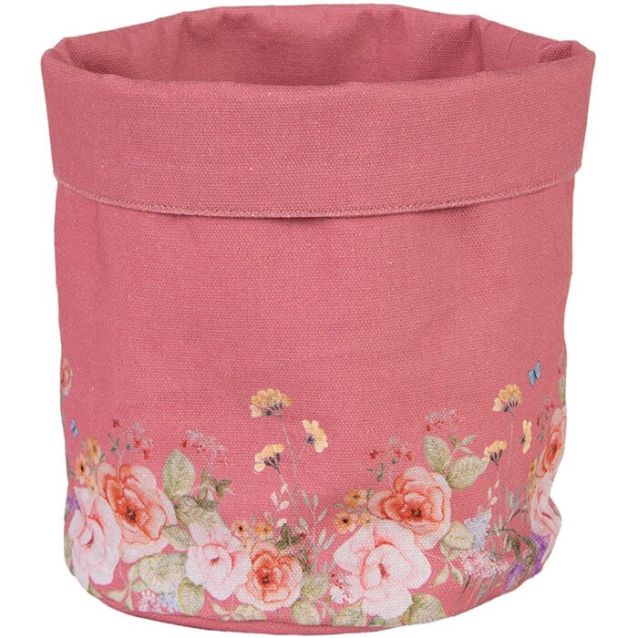 Cesta de pan Clayre & Eef Ø 15x16 cm Diseño floral romántico Rosa