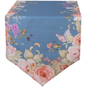 Mantel individual Clayre & Eef 50x160 cm Azul Floral...