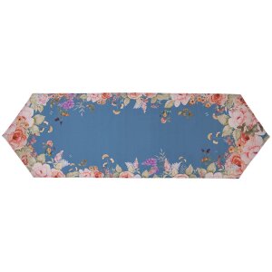 Mantel individual Clayre & Eef 50x160 cm Azul Floral...