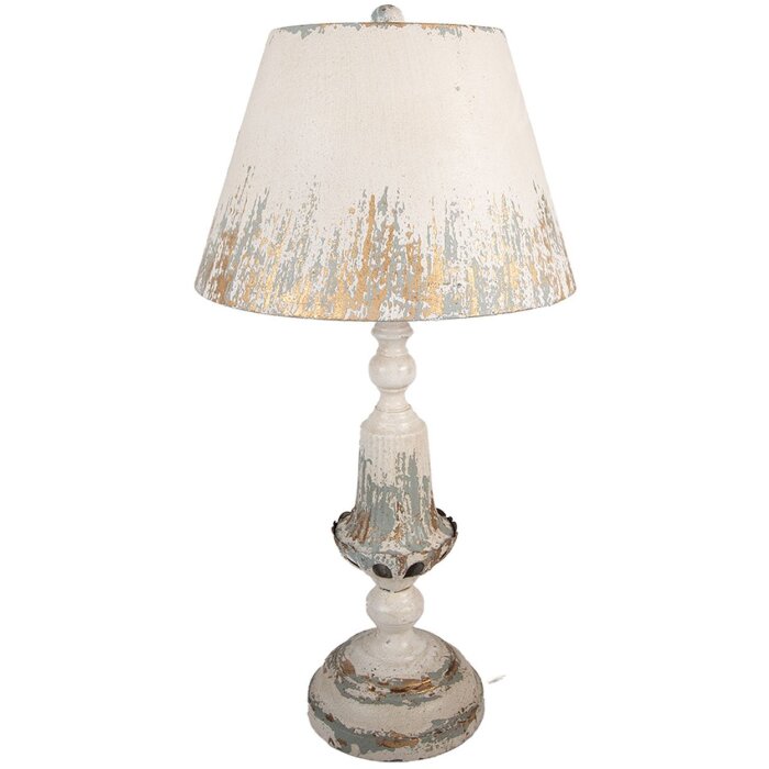 Lámpara de mesa Vintage Clayre & Eef Ø 36x70 cm Beige Gris Dorado E27 60W Metal