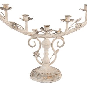 Candelabro Clayre & Eef 5Y1371 Antiguo Beige 56x16x37 cm 7 luces Metal