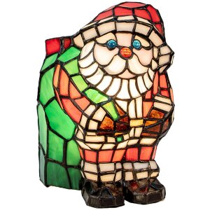 LumiLamp Lámpara de Mesa Estilo Tiffany Papá Noel de Cristal 17x11x22 cm Casquillo E14