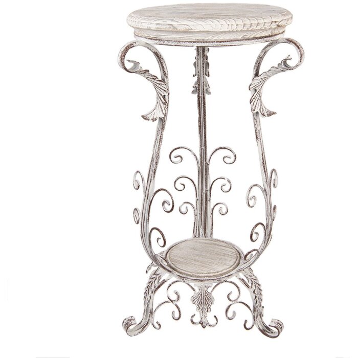 Mesa para plantas Clayre & Eef 5Y1336 Estilo Shabby Chic Hierro y Madera 40x40x75 cm