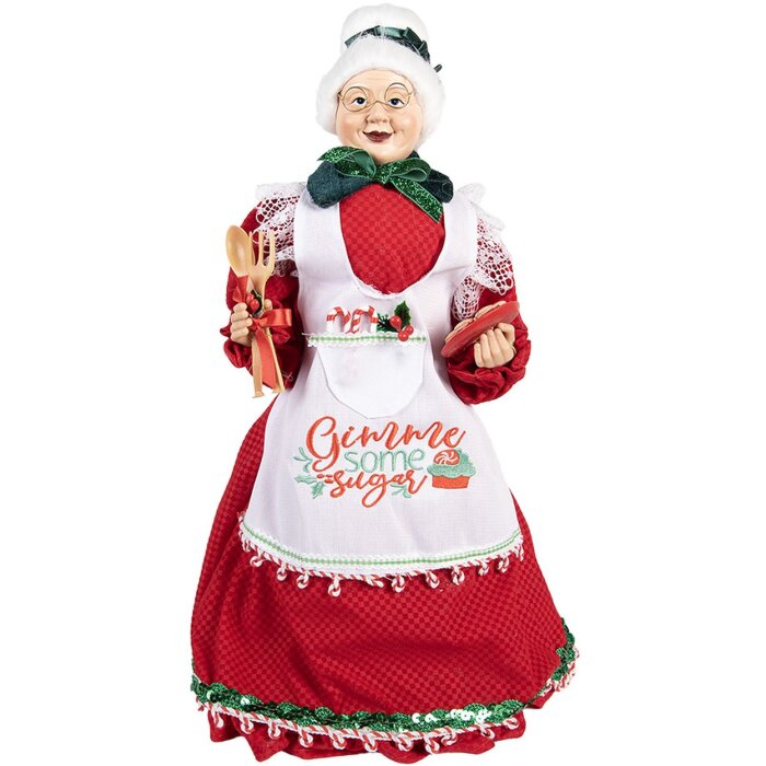 Clayre & Eef 66226 Decoración Señora Claus Rojo y Blanco 18x18x46 cm