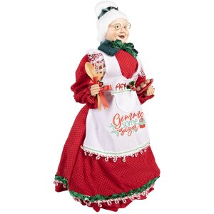 Clayre & Eef 66226 Decoración Señora Claus Rojo y Blanco 18x18x46 cm