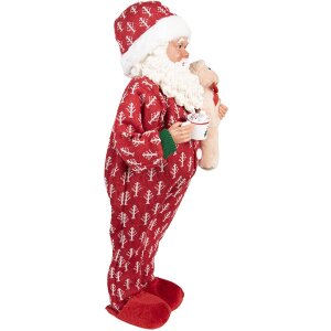 Figura decorativa de Papá Noel Clayre & Eef 66228 Rojo y Blanco 45 cm