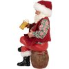 Figura decorativa Clayre & Eef Papá Noel con jarra de cerveza 24 cm rojo rústico