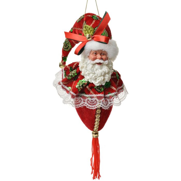 Adorno navideño Clayre & Eef 66224 – Papá Noel decorativo Rojo Verde 8x8x35 cm