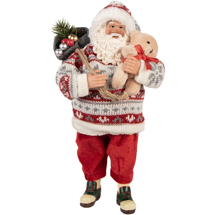 Decoración Papá Noel Clayre & Eef 66232 Rojo Blanco 13x13x28 cm