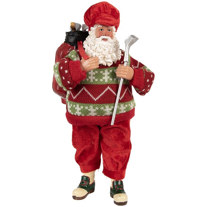 Figura Decorativa Papá Noel Clayre & Eef Golf 15x10x28 cm Rojo Verde