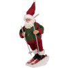 Figura Decorativa Papá Noel en Esquíes Clayre & Eef Rojo y Verde 15x13x28 cm