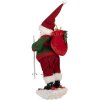 Figura Decorativa Papá Noel en Esquíes Clayre & Eef Rojo y Verde 15x13x28 cm