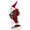 Figura Decorativa Papá Noel en Esquíes Clayre & Eef Rojo y Verde 15x13x28 cm