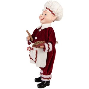 Clayre & Eef 66237 Decoración Navideña Elfo Rojo Blanco 30 cm