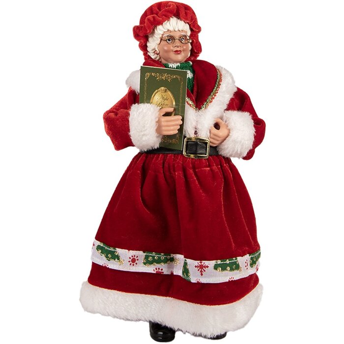 Figura Decorativa de Mujer Navideña Clayre & Eef 66238 Roja Verde 14x10x28 cm