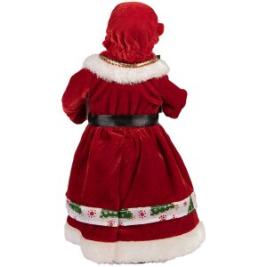 Figura Decorativa de Mujer Navideña Clayre & Eef 66238 Roja Verde 14x10x28 cm