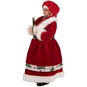 Figura Decorativa de Mujer Navideña Clayre & Eef 66238 Roja Verde 14x10x28 cm