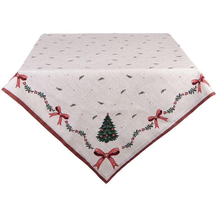 Manta de mesa Clayre & Eef TCH01 100x100 cm Beige Verde Rojo