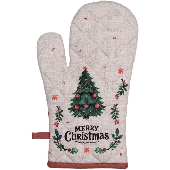 Guante de horno Clayre & Eef TCH44 18x30 cm Beige, Verde, Rojo