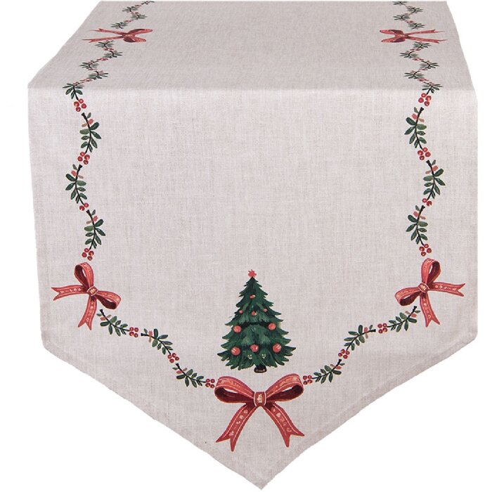 Camino de mesa Clayre & Eef TCH65 50x160 cm Beige, Verde, Rojo