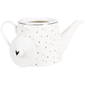 Tetera de porcelana Clayre & Eef BHSTE 23x14x14 cm 1000 ml Blanco Negro