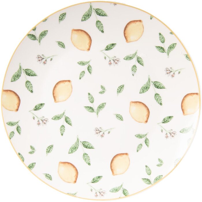 Plato pequeño Clayre & Eef LELDP Blanco-Amarillo 20x2 cm