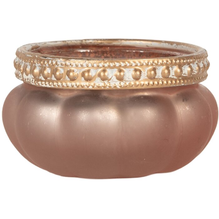Candelabro Clayre & Eef 6GL5212 Rosa Oro Ø 6x4 cm