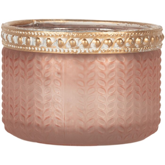 Portavelas de vidrio Clayre & Eef 6GL5214 Ø 7x4 cm Rosa