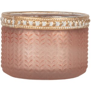 Portavelas de vidrio Clayre & Eef 6GL5214 Ø 7x4 cm Rosa