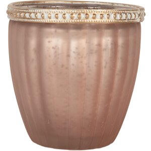 Portavelas de cristal Clayre & Eef 6GL5215 Rosa Ø 9x6 cm