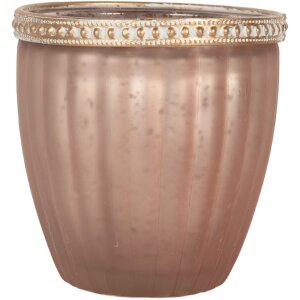 Portavelas de cristal Clayre & Eef 6GL5215 Rosa Ø 9x6 cm
