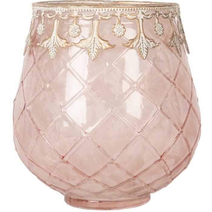 Candelabro Clayre & Eef 6GL5221 Rosa Dorado Ø 13 x 14 cm