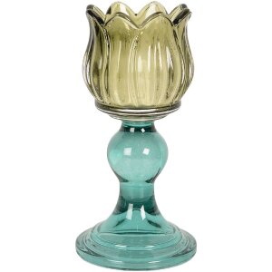 Candelabro Clayre & Eef 6GL5340 para Velas tipo té Ø 8x16 cm Verde y Azul