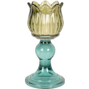 Candelabro Clayre & Eef 6GL5340 para Velas tipo té Ø 8x16 cm Verde y Azul