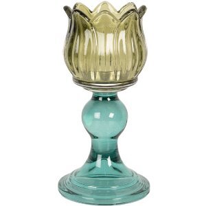 Candelabro Clayre & Eef 6GL5340 para Velas tipo té Ø 8x16 cm Verde y Azul