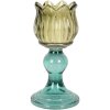 Candelabro Clayre & Eef 6GL5340 para Velas tipo té Ø 8x16 cm Verde y Azul