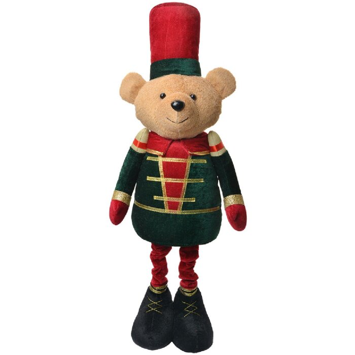 Decoración Oso Clayre & Eef 50825 25x15x58 cm Marrón y Rojo