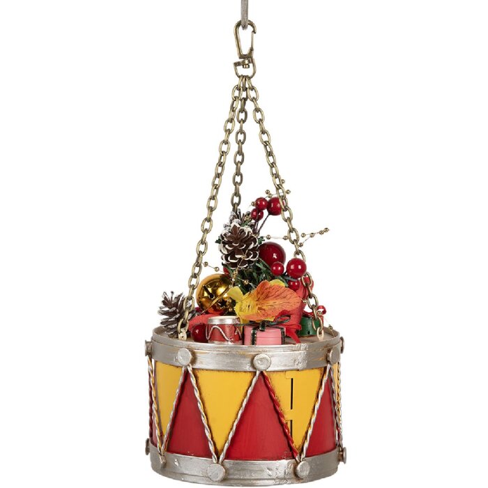 Clayre & Eef 6Y5865Y Decoración Tambor Ø 12x16/27 cm Amarillo-Rojo