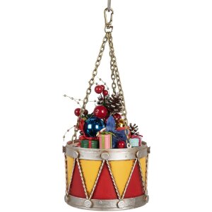 Clayre & Eef 6Y5865Y Decoración Tambor Ø 12x16/27 cm Amarillo-Rojo
