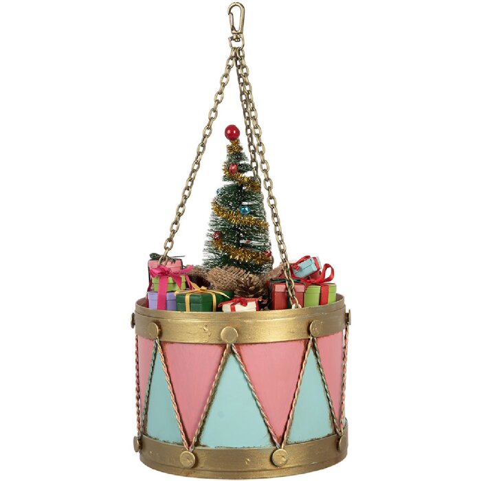 Clayre & Eef 6Y5866 Decoración Tambor Rosa Azul Ø 17x25/37 cm
