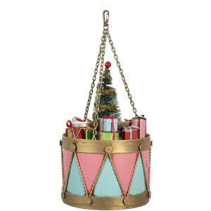 Clayre & Eef 6Y5866 Decoración Tambor Rosa Azul Ø 17x25/37 cm