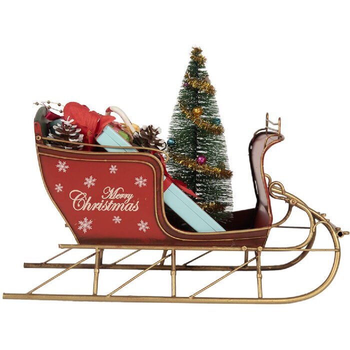 Clayre & Eef 6Y5870 Decoración Trineo 30x15x22 cm Rojo Dorado