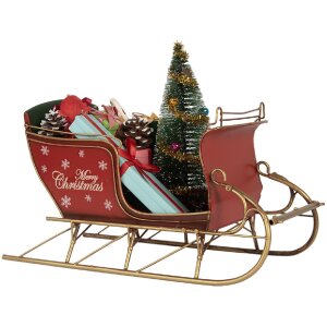 Clayre & Eef 6Y5870 Decoración Trineo 30x15x22 cm Rojo Dorado