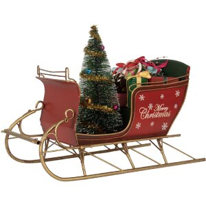 Clayre & Eef 6Y5870 Decoración Trineo 30x15x22 cm Rojo Dorado