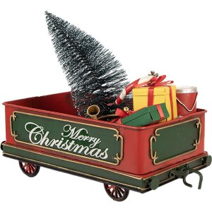 Decoración Vagón de Tren Clayre & Eef 6Y5872 31x15x25 cm Rojo
