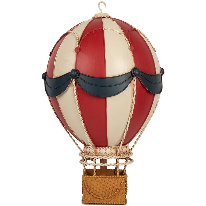 Decoración Globo Aerostático Clayre & Eef 6Y5874 Ø 26x42 cm Rojo y Beige