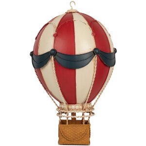 Decoración Globo Aerostático Clayre & Eef 6Y5874 Ø 26x42 cm Rojo y Beige