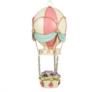 Decoración Globo Aerostático Clayre & Eef 6Y5878 Ø 14x29 cm Rosa Beige