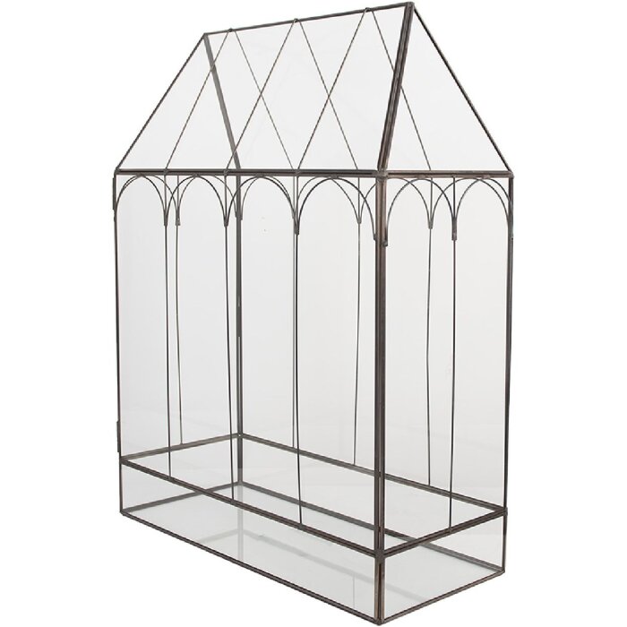 Clayre & Eef 5GL0022 Mini invernadero decorativo 35x15x46 cm Negro Transparente